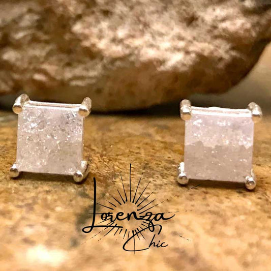 7,5x7,5 mm - Plata 925 y Cuarzo Blanco